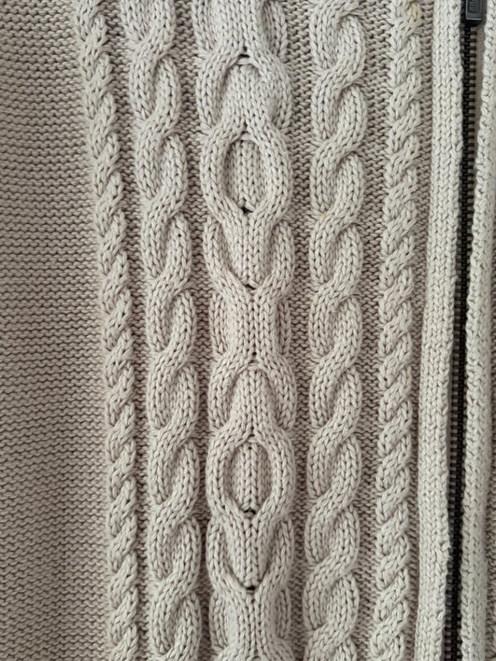 L.L.Bean cotton cable knit sweater mock neck full-length zipper Size Medium - Picture 4 of 8